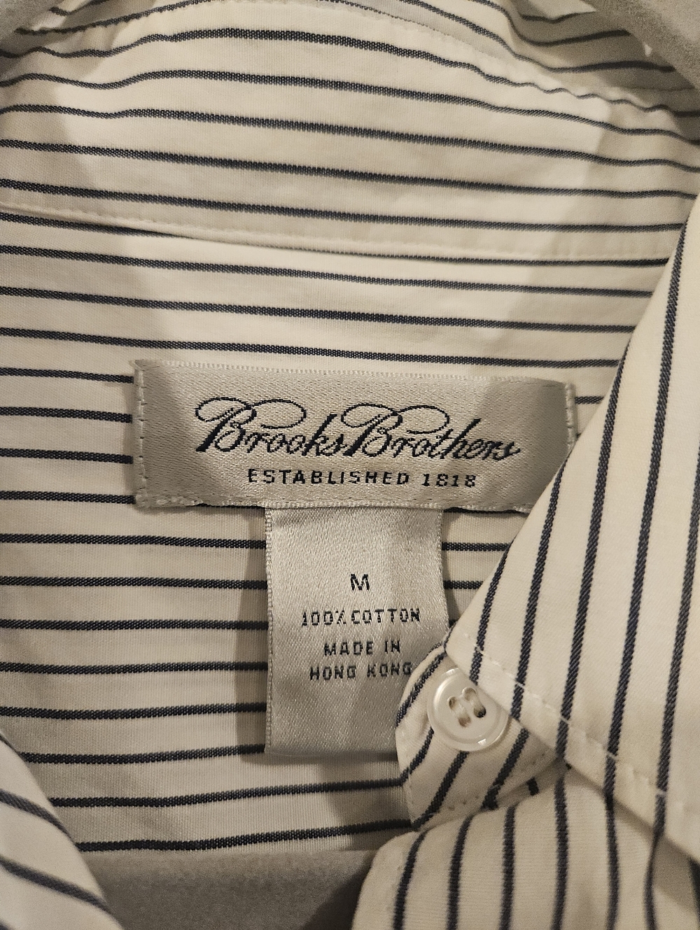 Brooks Brothers Womens Shirt Navy Blue Thin Striped 100% Cotton Vintage From 80s - Picture 3 of 5
